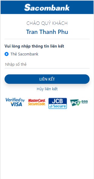 Fill in information of bank account